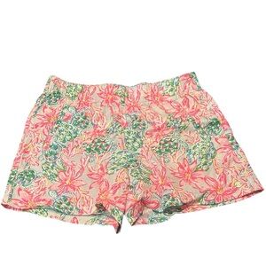 EUC. Lilly Pulitzer Lilo Linen Shorts. Tan/Pink/Green. Size XS.